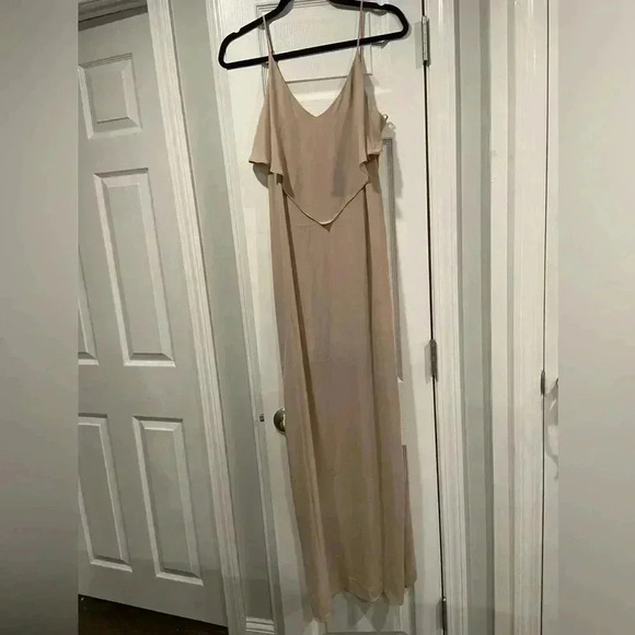 Pretty by Rory Mauve Flutter Top Spaghetti Strap Flowy Back Slit Dress Size S - Picture 3 of 9